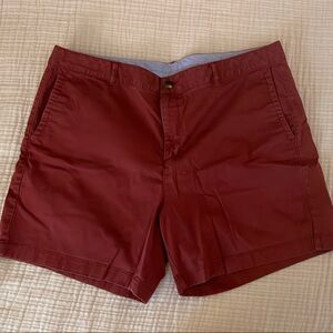 L.L. Bean Red Bermudas Cotton Blend Mid-Thigh